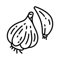 Minimal Icon Set of Garlic Cloves for Seasoning, Spices, and Herbal Culinary Designs