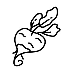 Outline Icon Set of Red Beets for Juices, Detox Foods, and Earthy Vegetable Themes