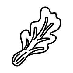 Minimal Line Icons of Mustard Greens for Leafy Vegetable, Detox, and Vegan Diet Concepts