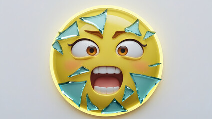 A shattered glass-shaped emoji (sharp, jagged shards forming a loose circle) showing a panicked expression