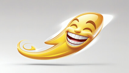 A comet-tail-shaped emoji (curved streak) with an adventurous excited face