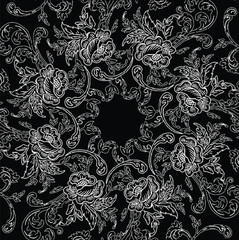 Elegant Floral Ornament with Black Background