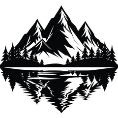 Mountains and Landscape Scenic background vector Silhouette illustration