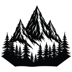 Obraz premium Mountains and Landscape Scenic background vector Silhouette illustration