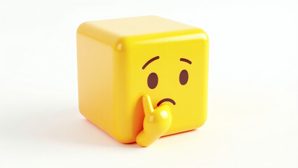 A cube-shaped emoji (3D block) with a thinking face