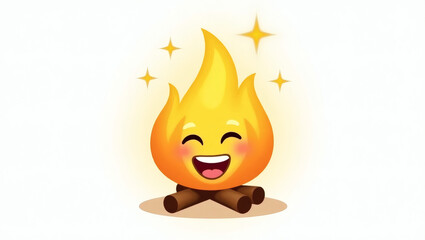 A campfire flame-shaped emoji (flickering flames) with a cheerful expression