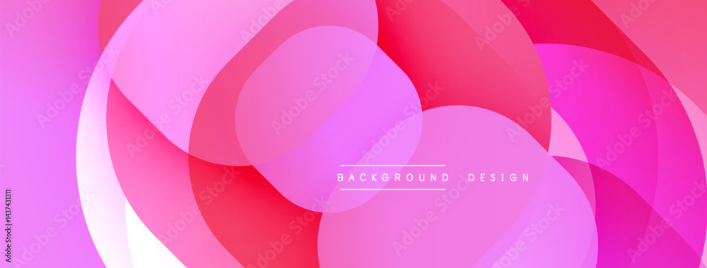 Poster Abstract pink background. Overlapping circles create dynamic, modern visual effect. Smooth gradients, soft hues dominate composition.