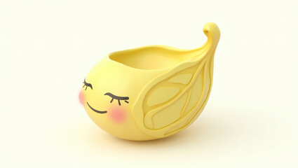 A leaf-shaped emoji (curved and pointed) with a peaceful, content smile