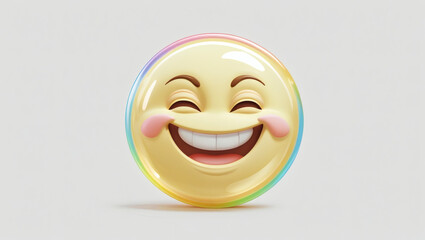 A soap bubble-shaped emoji (semi-transparent circle) with a giggling, mischievous expression