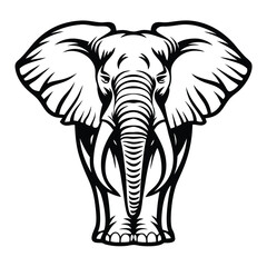 Elephant Silhouette, Bold Outline, Strong Animal, Isolated Wildlife, African Fauna