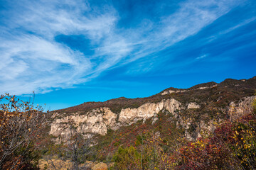 Autumn Mountain Scenery with a Clear Sky