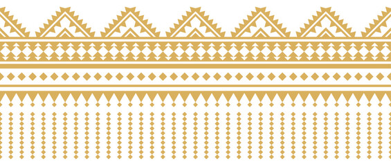 Gold ethnic border with geometric tribal pattern.