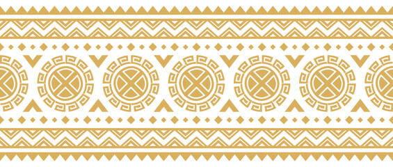 Gold ethnic border with geometric tribal pattern.