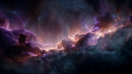 Fototapeta premium Vibrant Nebula Displaying Swirling Clouds of Gas and Brilliant Star Clusters in Deep Space
