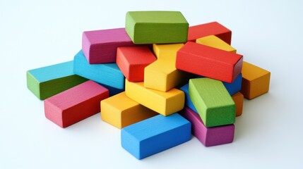 Obraz premium Colorful wooden blocks in a pile
