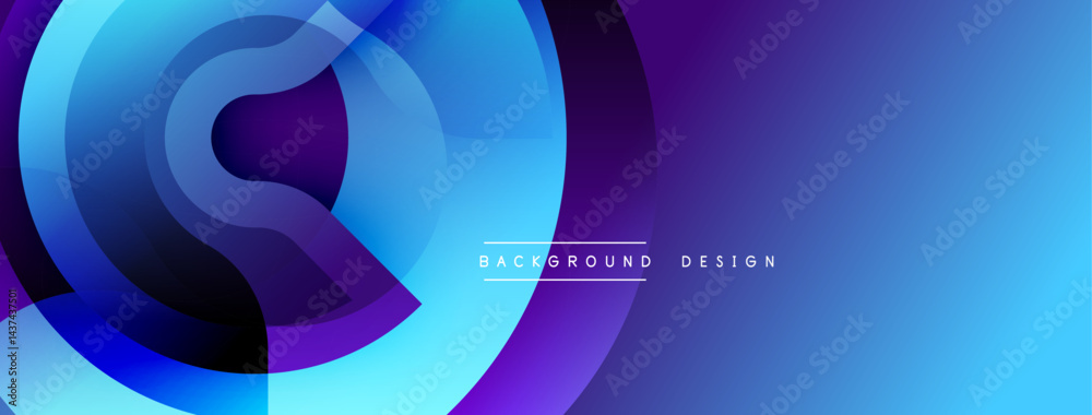 Aufkleber Abstract blue purple layers create dynamic circular design. Gradient shades offer modern aesthetic, suitable for backgrounds.