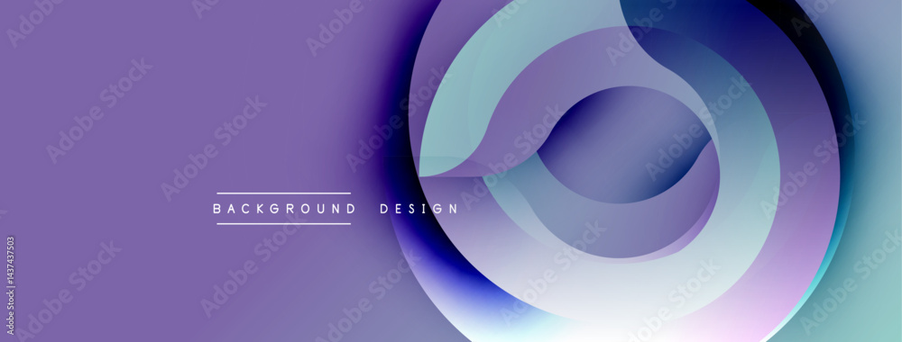 Poster abstract layers create swirling visual effect. purple, blue hues dominate composition. modern design