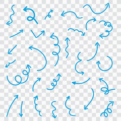 Fototapeta premium Hand-Drawn Blue Arrows Collection - Sketchy Directional Symbols for Presentations, Info graphics & UI Design