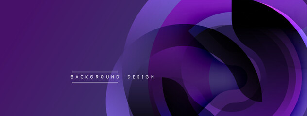 Abstract purple layers create dynamic flow. Modern design features smooth gradients, elegant curves, minimal text elements.