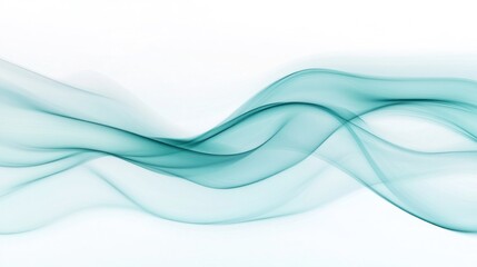 Abstract teal flowing lines on white background