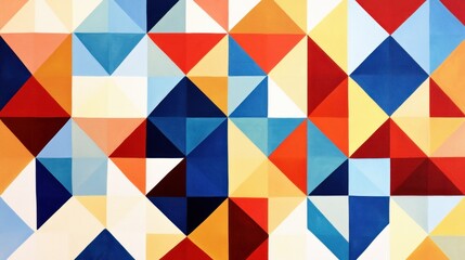 Vibrant geometric pattern of triangles in various colors