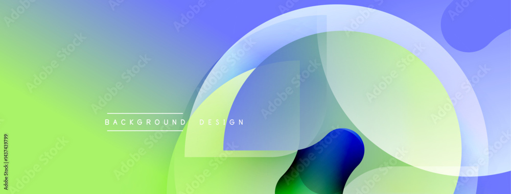 Fototapete Abstract gradient shapes overlap. Blue, green hues create modern visual effect. Minimalist design for backgrounds, presentations.