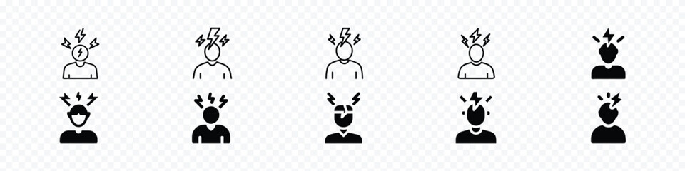 Conflict Resolution and Brainstorming Icon – Person and Head with Lightning Symbol, a person with a lightning, Brainstorming icon, head lightning icon, Conflict Resolution Icon