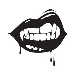 Vampire girl's bloody lip in vector art