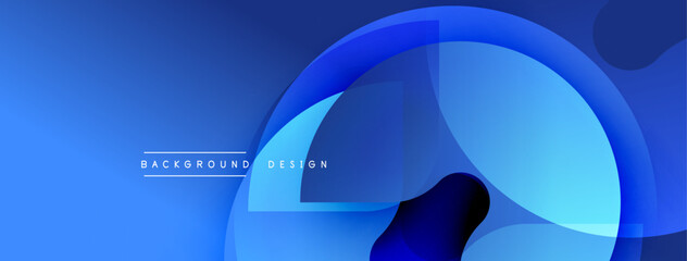 Abstract blue shapes overlap. Gradient creates depth, modern feel. Minimalist design suitable for backgrounds, presentations.