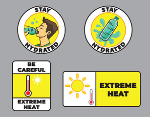 Stay Hydrated and Extreme Heat Weather Warning Sign for Heat Wave and Hot Temperature
