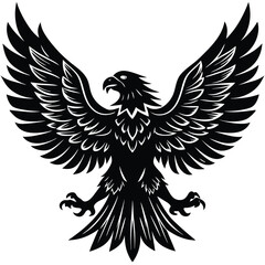 Silhouette of an Eagle Flying over a Forest Landscape with Starry Sky