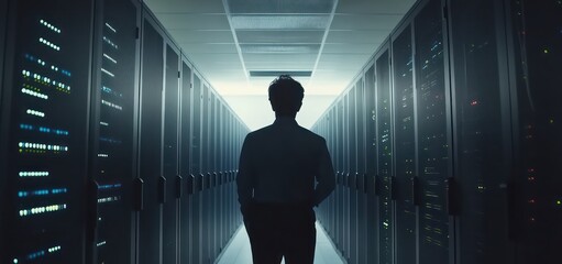 Data corridor man silent sentinel