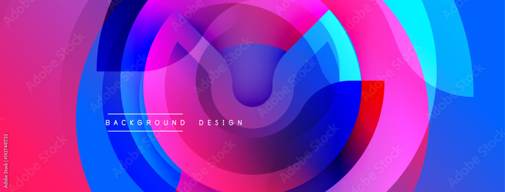 Fototapete Abstract vibrant circles overlap, creating dynamic colorful background. Modern design features smooth gradients, bold hues.