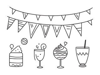 Party Banner line art icon fun event decor concept