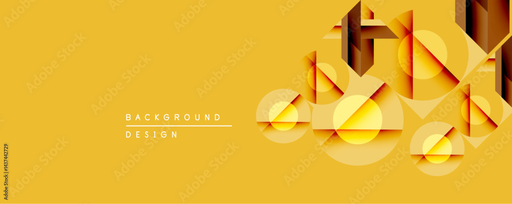 Leinwandbilder Abstract geometric design. Warm yellow hues dominate composition. Overlapping shapes create depth, modern aesthetic. Minimalist style suitable for backgrounds, presentations.