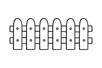 garden fence doodle hand drawn icon. Outline drawing garden wooden fence line clipart symbol
