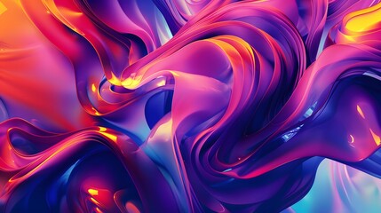 Fototapeta premium A colorful, abstract painting with a purple and orange swirl