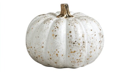 Decorative White Pumpkin with Gold Accents