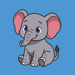 Cute Cartoon Elephant Vector Illustration