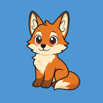 Cute Cartoon Fox Vector Illustration