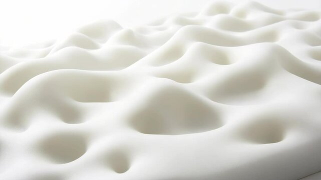 White orthopedic memory foam mattress topper close-up creates abstract soft gentle textured surface with ridges and valleys for cushioning.