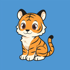 Cute Cartoon Tiger Vector Illustration