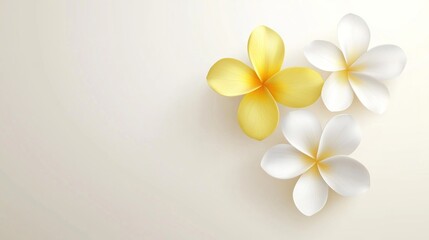 Fototapeta premium Delicate floral arrangement of yellow and white plumeria flowers