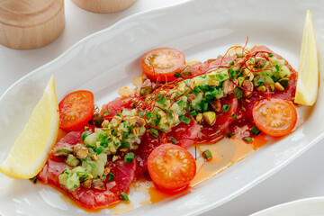 restaurant food on a white background. photos for the menu