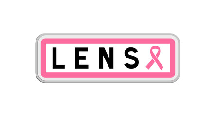 Panneau de sortie de Lens, Pas-de-Calais, Hauts-de-France avec Ruban Octobre Rose