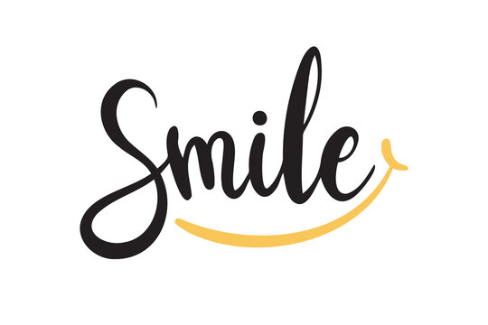 Smile typography text slogan logo. lettering with smile line.