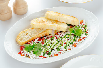 restaurant food on a white background. photos for the menu