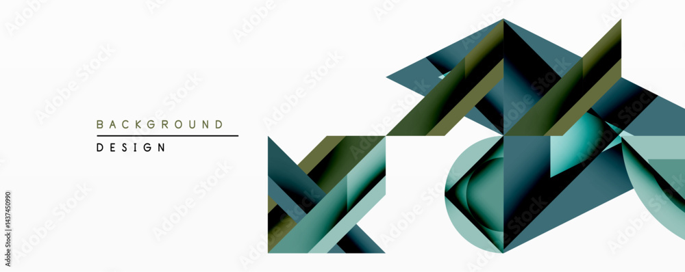Aufkleber abstract geometric shapes overlap, creating dynamic composition. shades of teal, olive, gray present