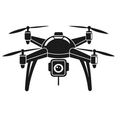 Black Silhouette Drone with Camera. Isolated Aerial Vehicle Illustration. 83 characters