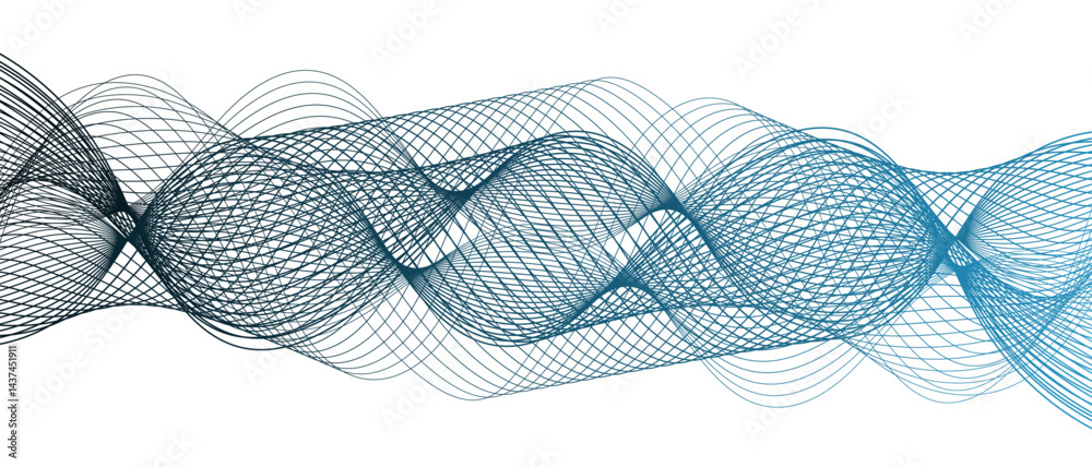 Poster Abstract colorful glowing wave curved lines background. Frequency sound wave lines and technology curve lines. Wavy banner, template design. Flowing line wave pattern .